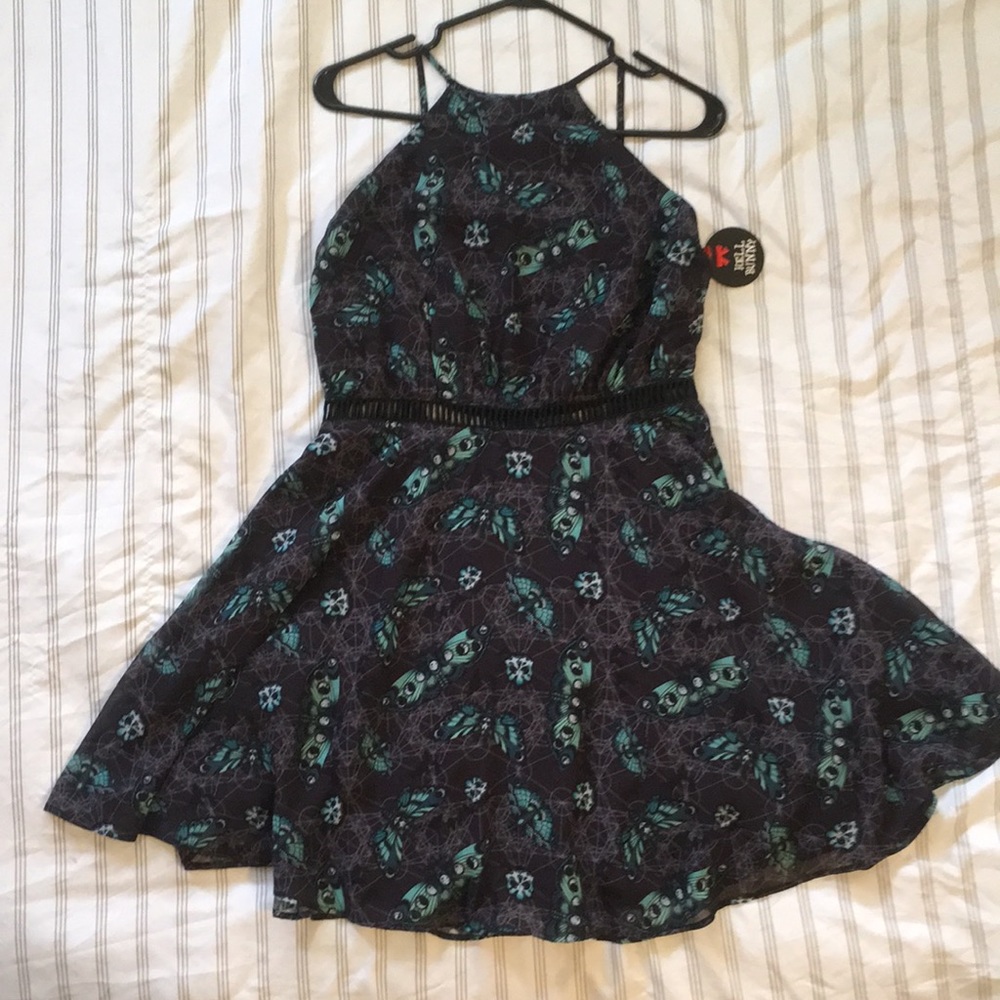 Hell Bunny Death Head Dress Grey